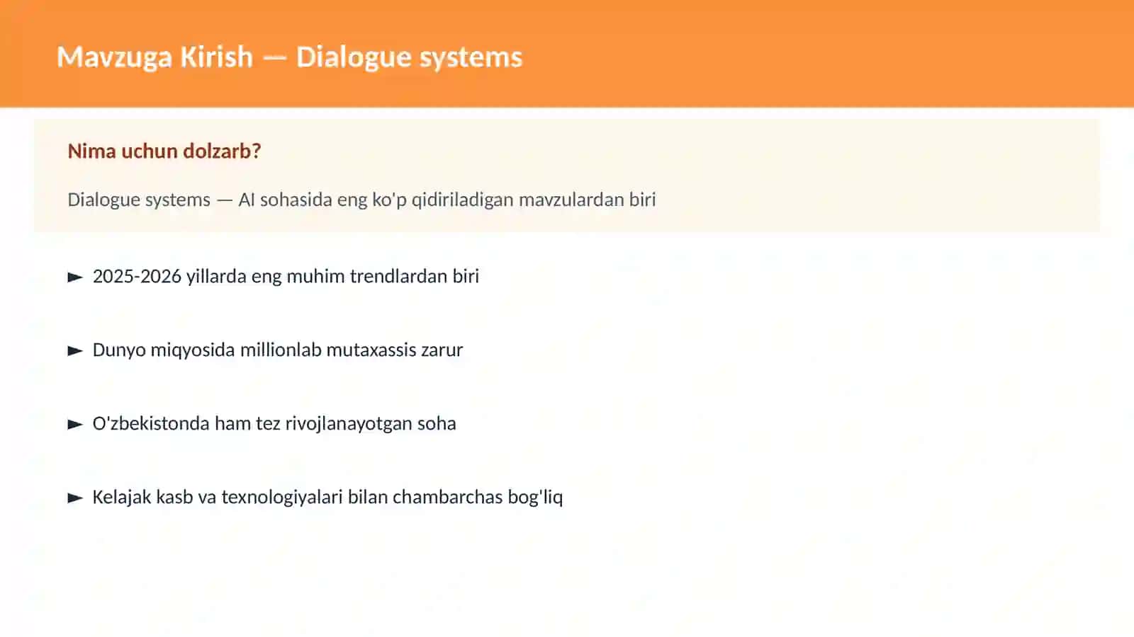 Dialogue systems 2