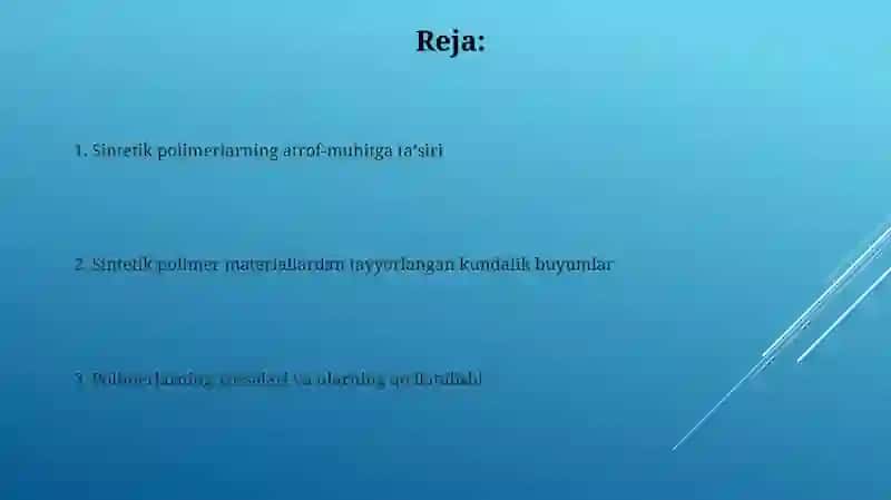 Sintetik polimer materiallaridan tayyorlangan va keng qo'llaniladigan buyumlar 2