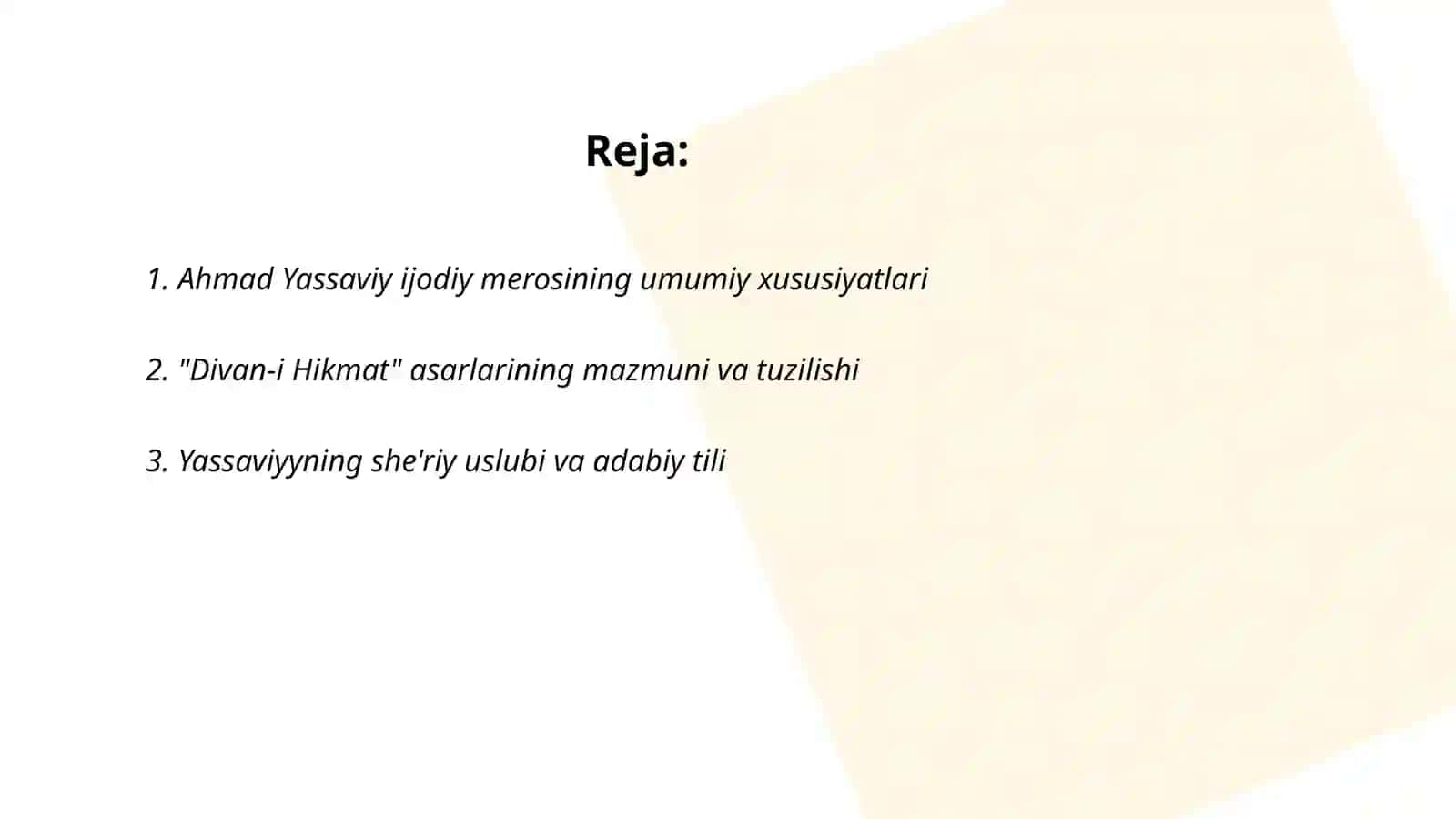 Ahmad Yassaviy ijodiy merosi 2