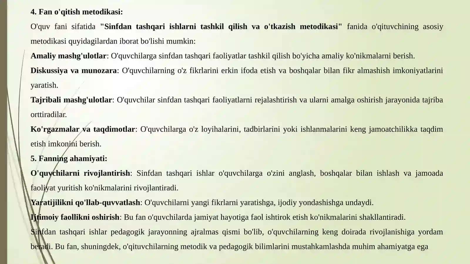 Sinfdan tashqari ishlar 2