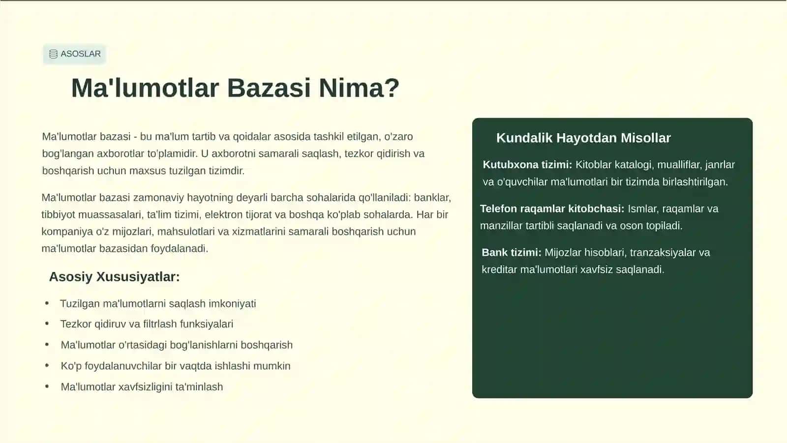Ma'lumotlar Bazasi va Tarmoqli Tizimlar: Asosiy Tushunchalar va Amaliyot 2