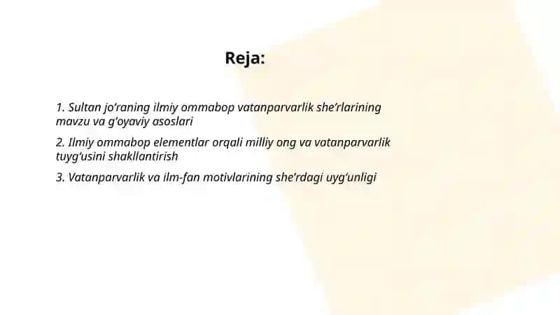 Sultan joʻraning ilmiy ommabop vatanparvarlik she'rlarini tahlil qilish 2