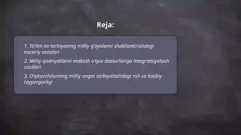 Milliy g'oyalarini insonlar ongiga singdirishda ta'lim va tarbiyaning rolini asoslang 2