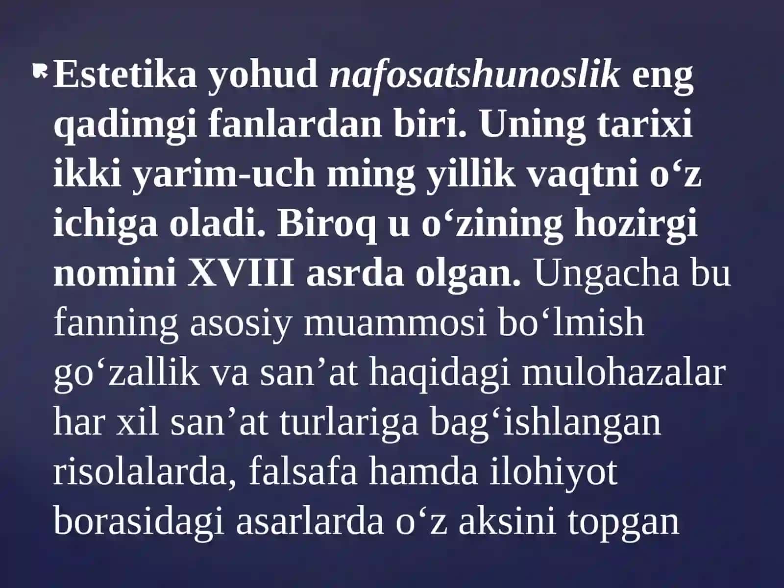 Estetika nazariyasi 2