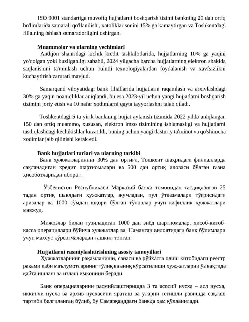 Банк операцияларини ҳужжатлаштириш ва ҳужжат айланишини ташкил қилиш 2