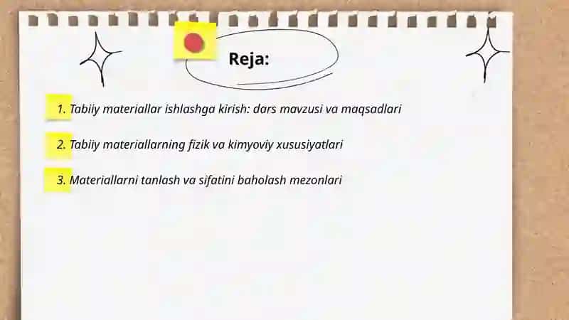 Tabiiy materiallar ishlash darslarining mazmuni 2