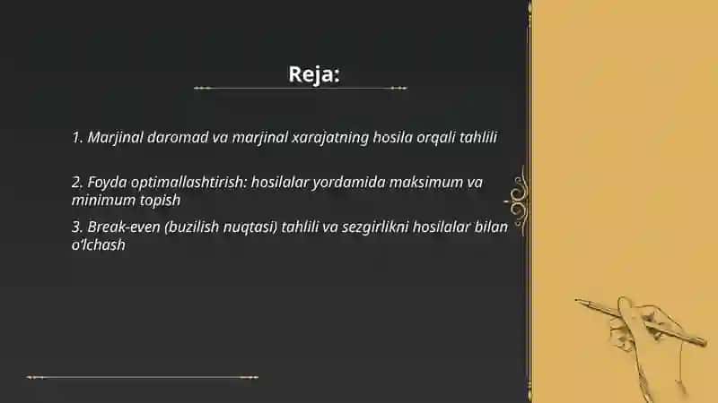 Moliyaviy tahlilda differensial hisob tatbiqlari 2