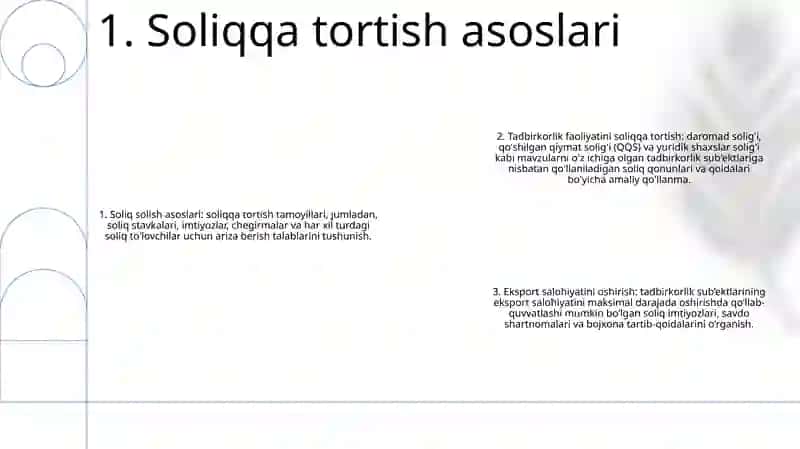 Tadbirkorlik Faoliyatini Soliqqa Tortish Va Eksport Salohiyatini Oshirish 2