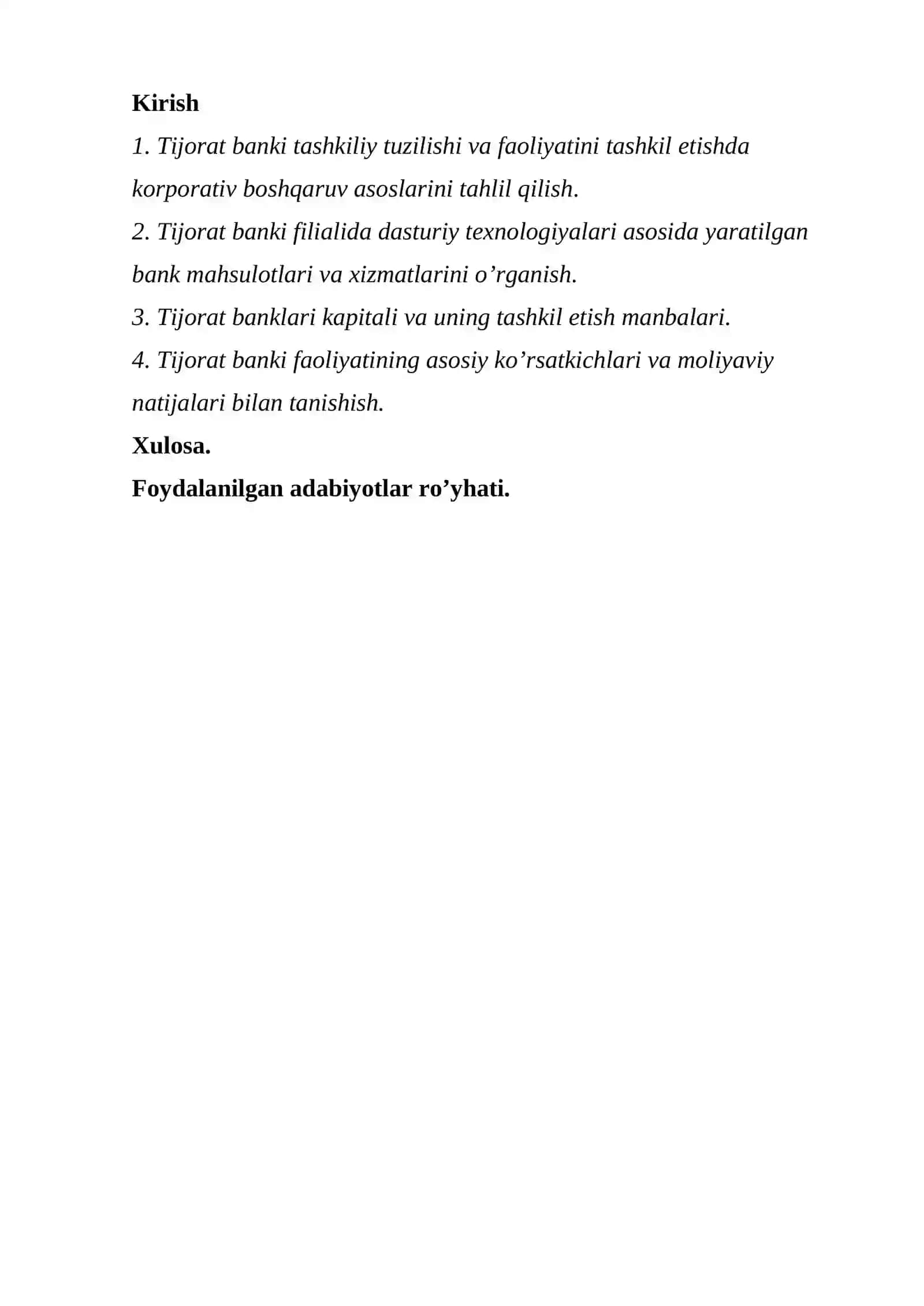 BANK ISHI BAKALAVRIAT TA’LIM YO’NALISHI BO’YICHA ISHLAB CHIQARISH AMALIYOTI 2
