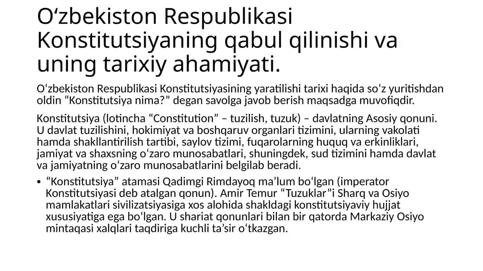 O‘zbekiston Respublikasi Konstitutsiyasining yaratilishi tarixi 2