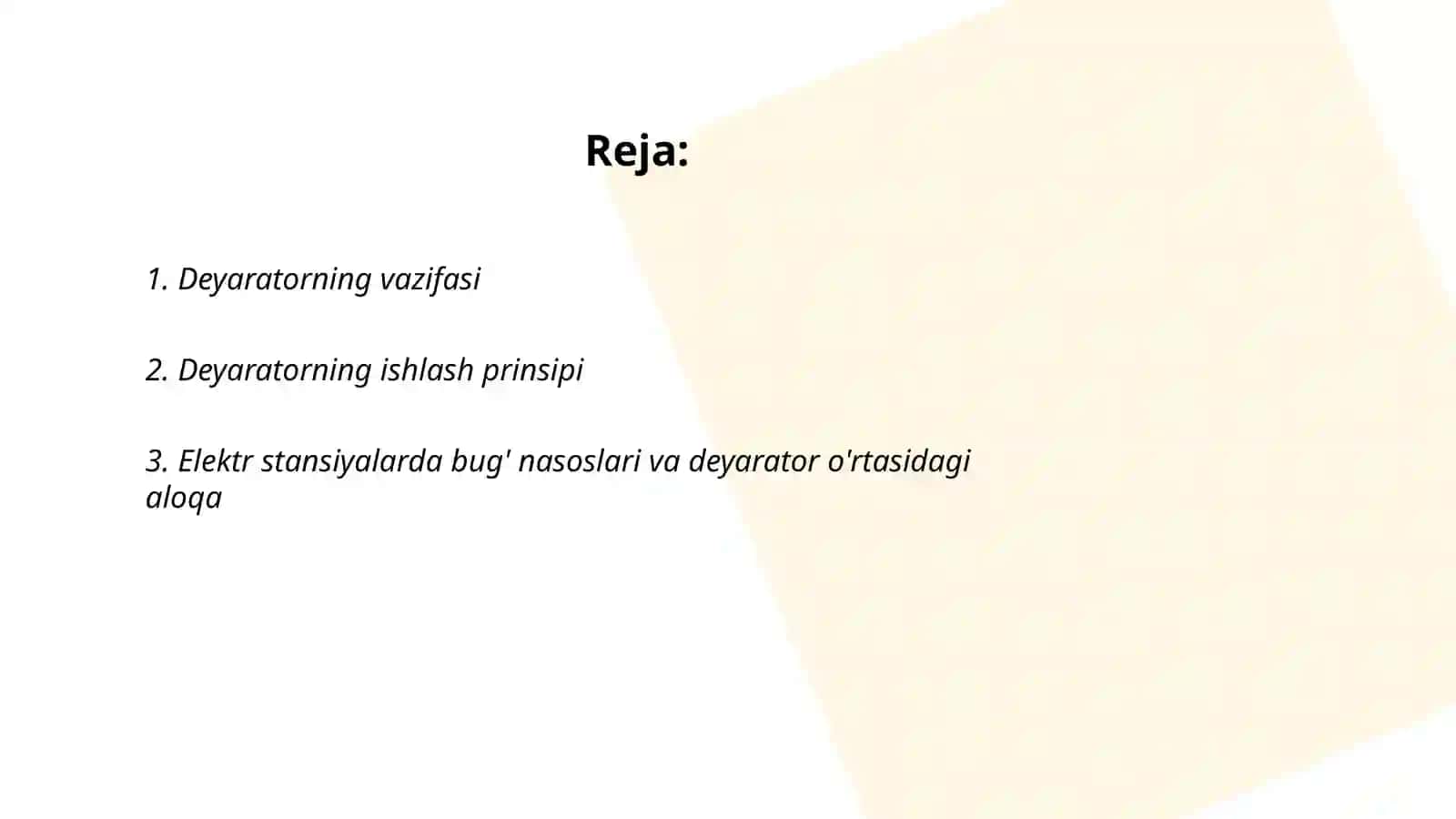 Daeratorlar va ularning elektr stansiya issiqlik chizmalarida ulanishi 2