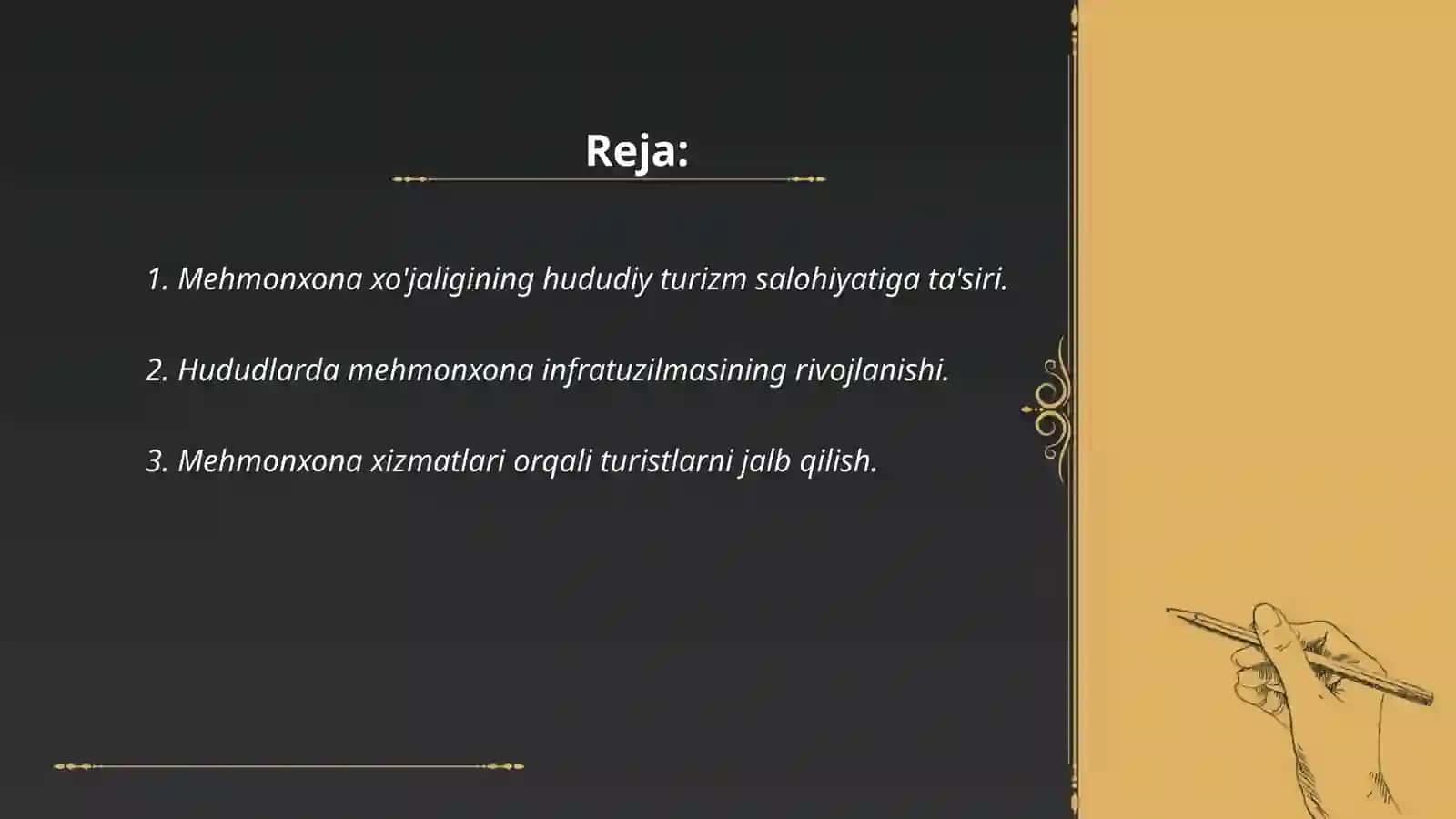 Hududlarda turizm salohiyatini rivojlantirishda mehmonxona xo'jaligining ahamiyati 2
