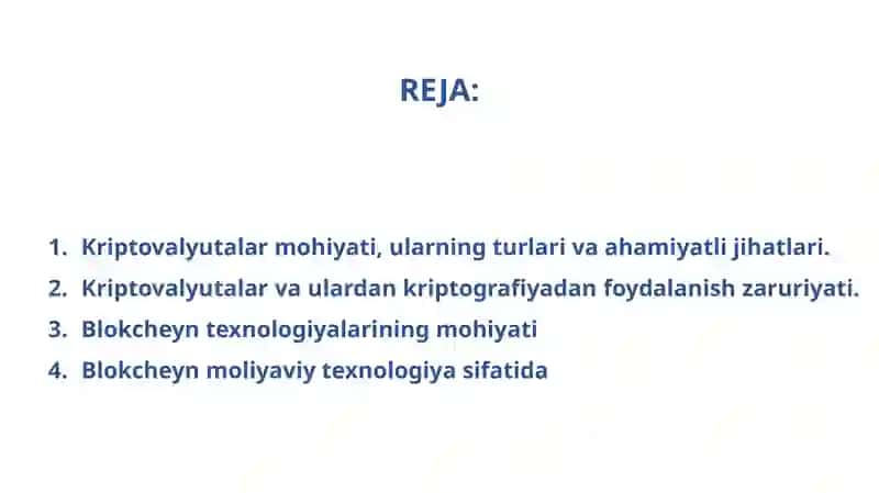 Kriptovalyutalar va Blokcheyn Texnologiyalari 2