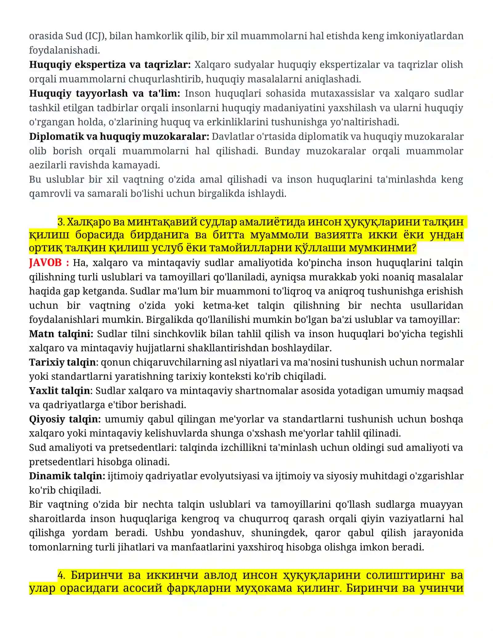 Inson huquqlari bo'yicha xalqaro shartnomalar 2