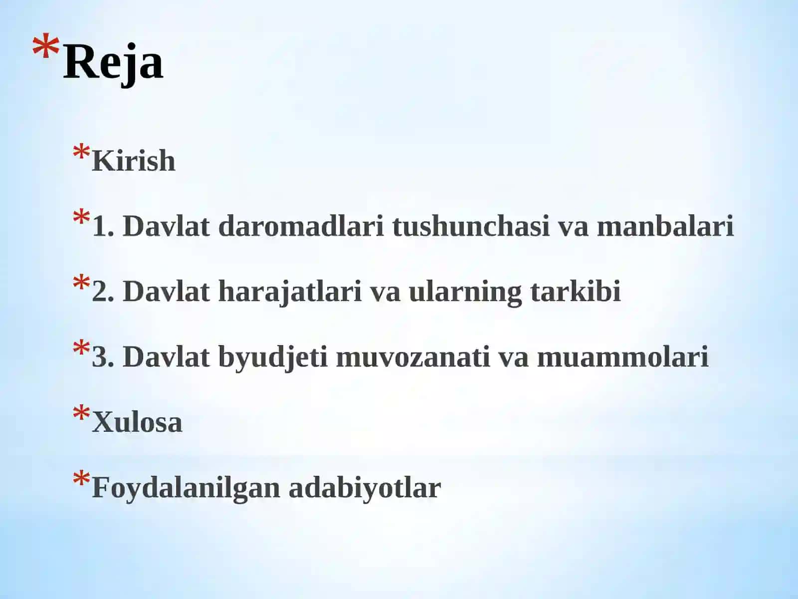 Davlatning harajat va daromadlari 2