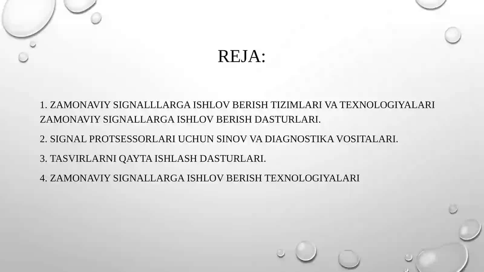Zamonaviy signalllarga ishlov berish tizimlari va texnologiyalari 2
