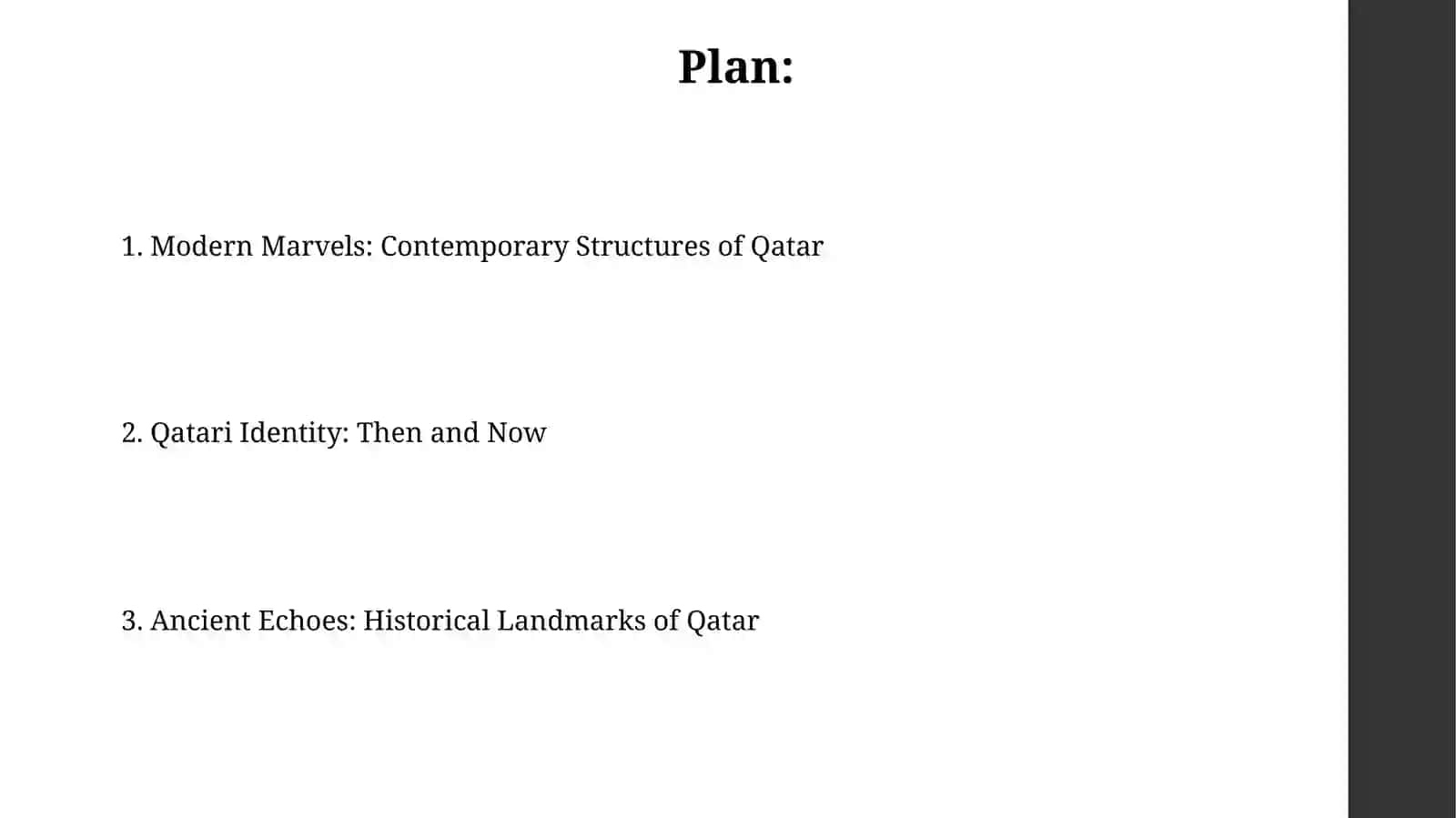 Qatar davlatining ikki muhim tarixiy va ikki zamonaviy diqqatga sazovor joylari haqida 2