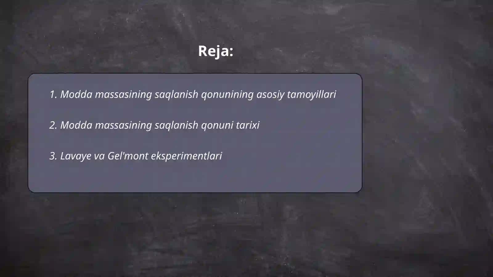 Modda massasining saqlanish qonuni 2
