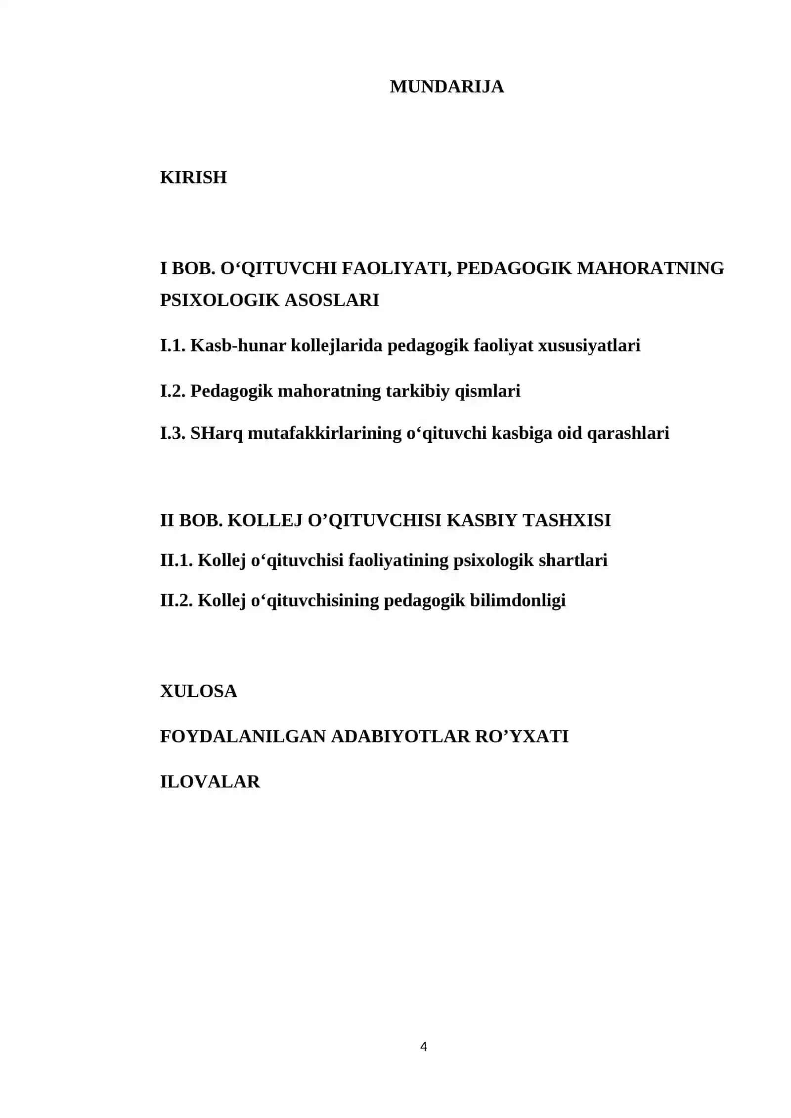 KOLLEJ O’QITUVCHISI PEDAGOGIK QOBILIYATLARI TASHXISI 2