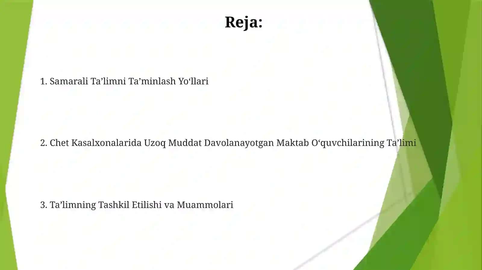Chet kasalxonalarida uzoq muddat davolanayotgan maktab o'quvchilarining ta'limi 2