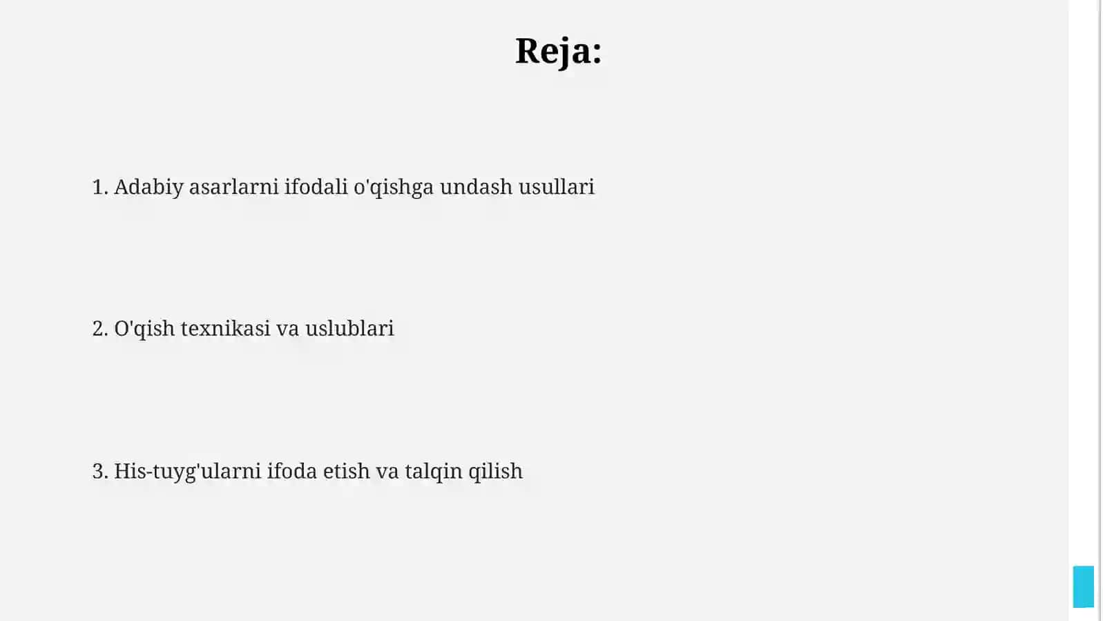 Badiiy asarlarni ifodali o'qishda rag'batlantirish usullari 2