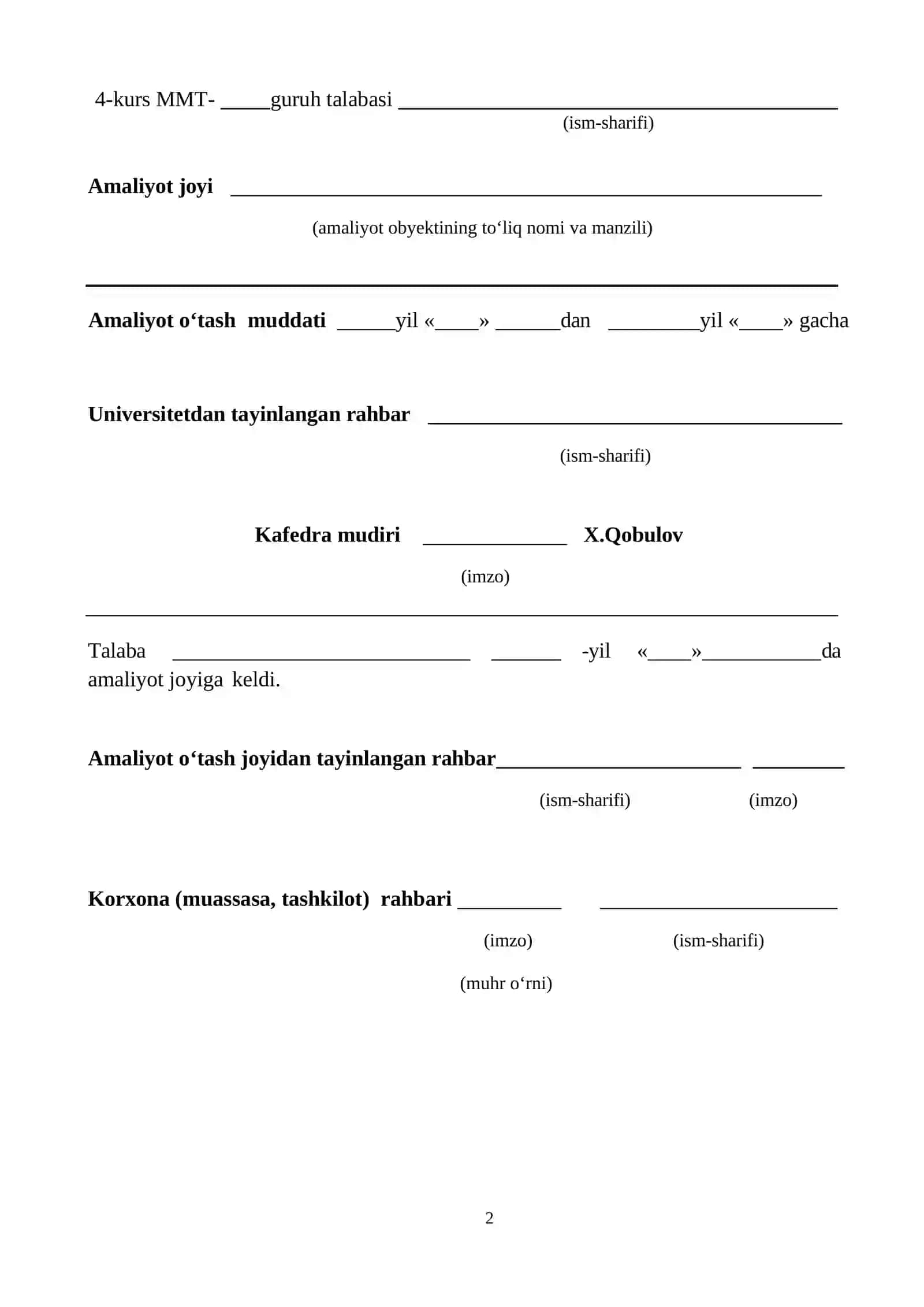 XATB "Davrbank" Olmazor filiali. Amaliyot hisoboti 2