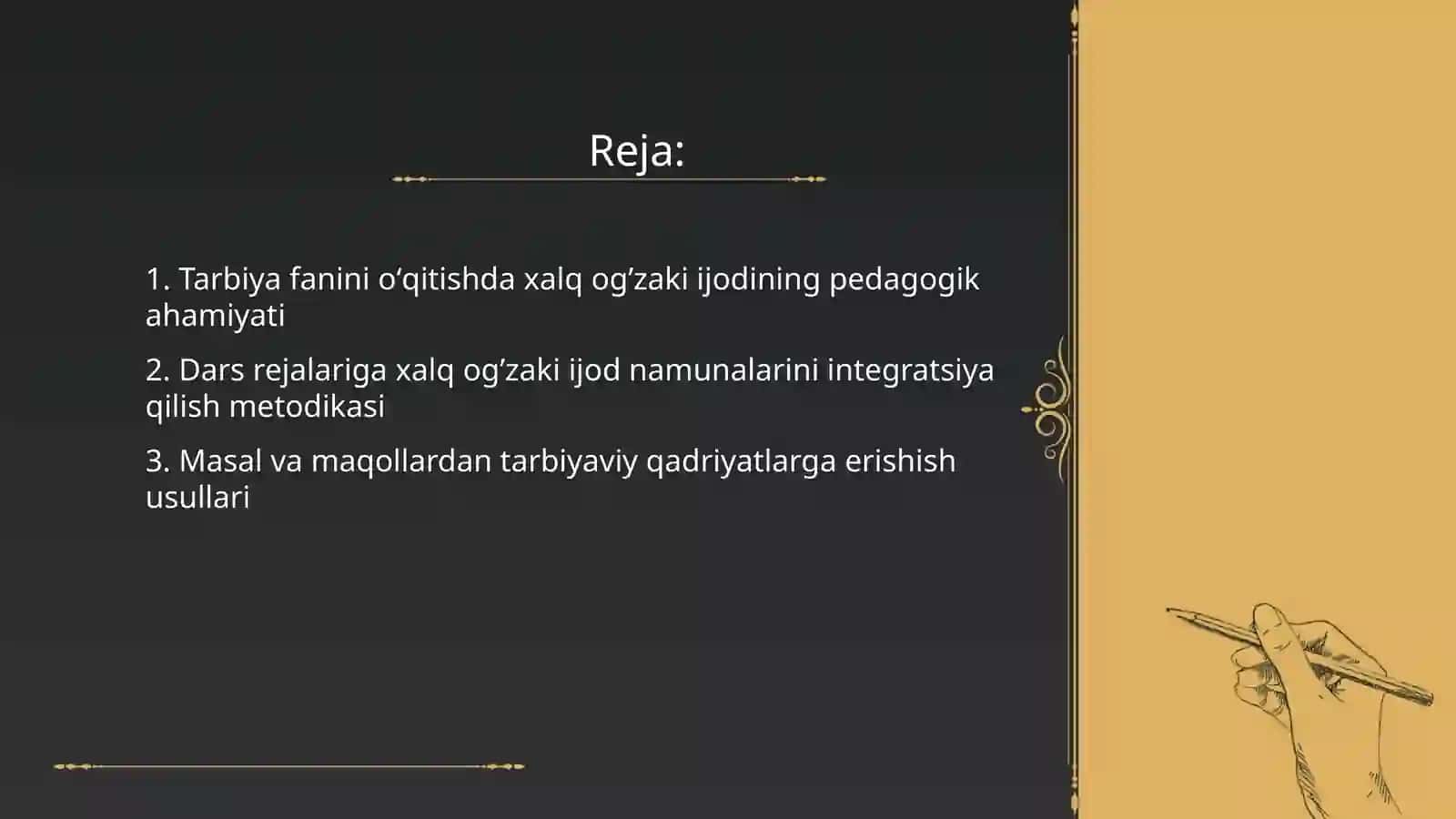 Tarbiya fanini oʻqitishda xalq ogʼzaki ijodi namunalaridan foydalanish 2