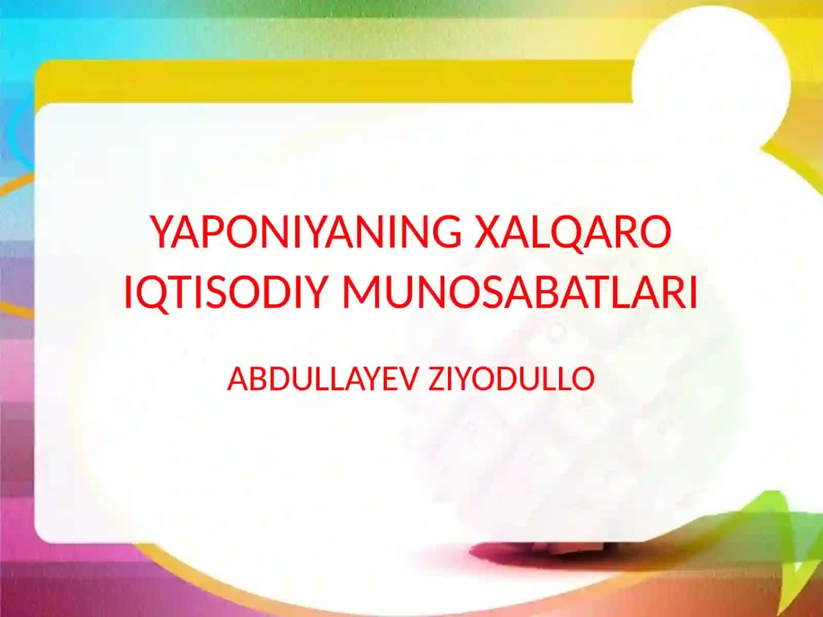 YAPONIYANING XALQARO IQTISODIY MUNOSABATLARI 2