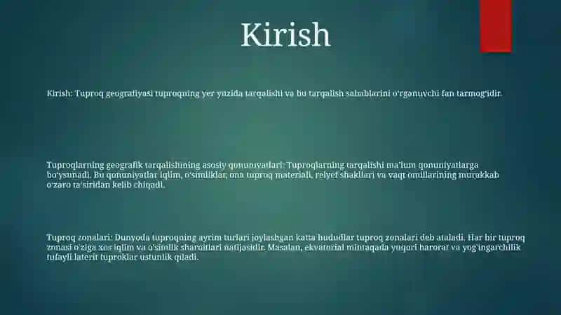 Tuproqlar Geografik Tarqalishining Asosiy Qonuniyatlari 2