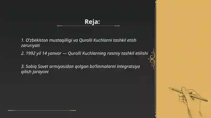O‘zbekiston mustaqilligi va Qurolli Kuchlarni tashkil etish zaruriyati 2