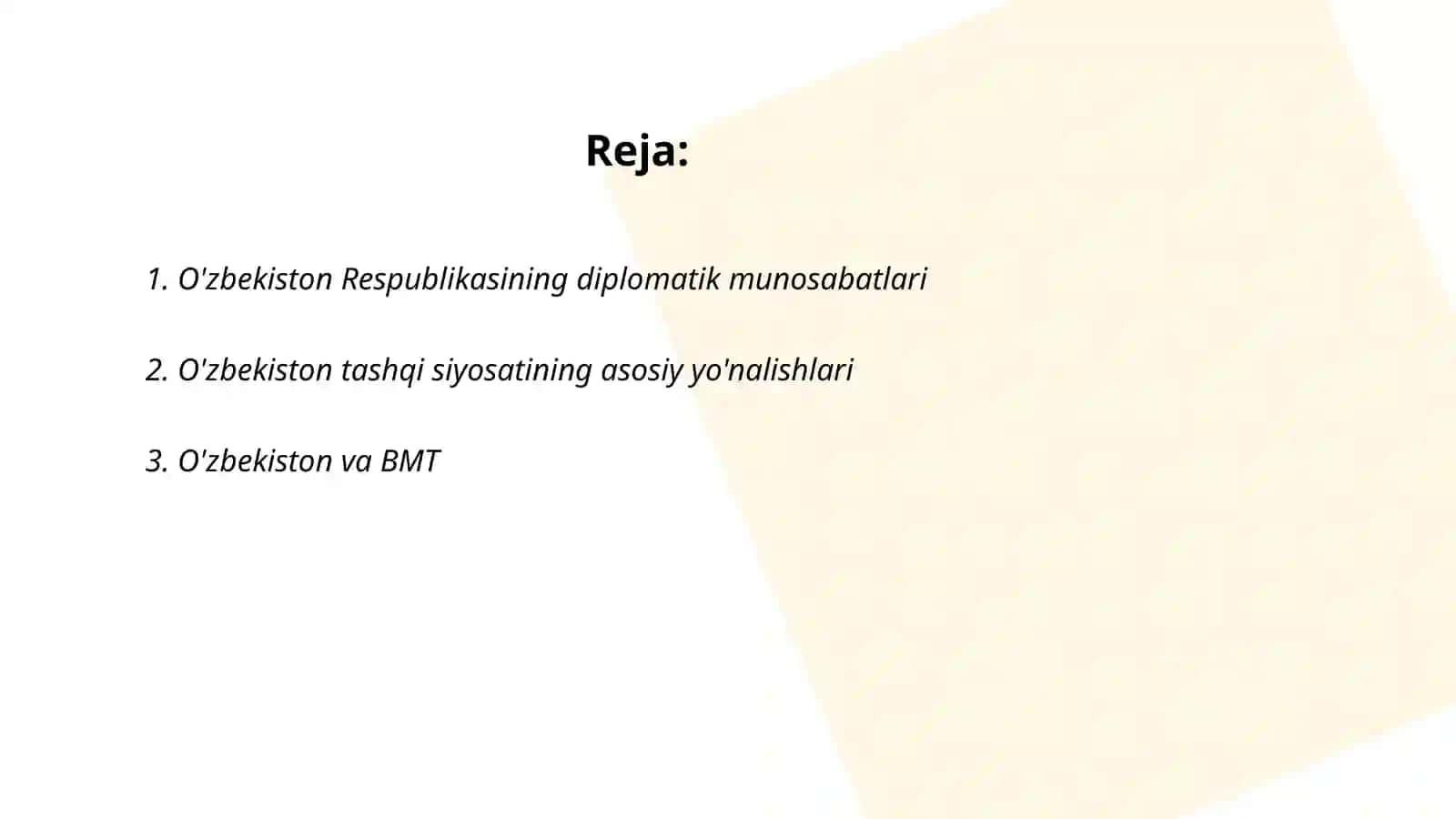 O'zbekiston Respublikasi xalqaro munosabatlarning to'la huquqli subyekti 2