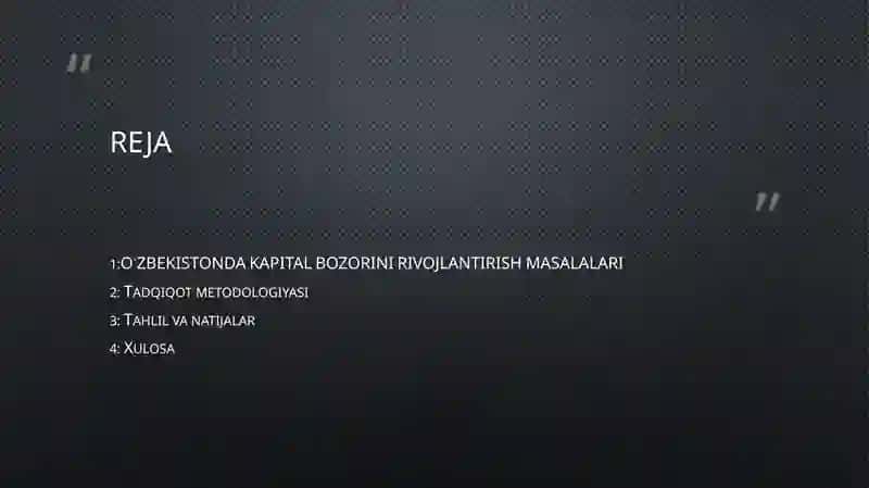 O`ZBEKISTONDA KAPITAL BOZORINI RIVOJLANTIRISH MASALALARI 2