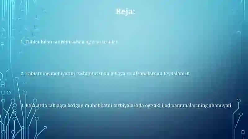 Tabiat bilan tanishtirishda og'zaki usullar 2