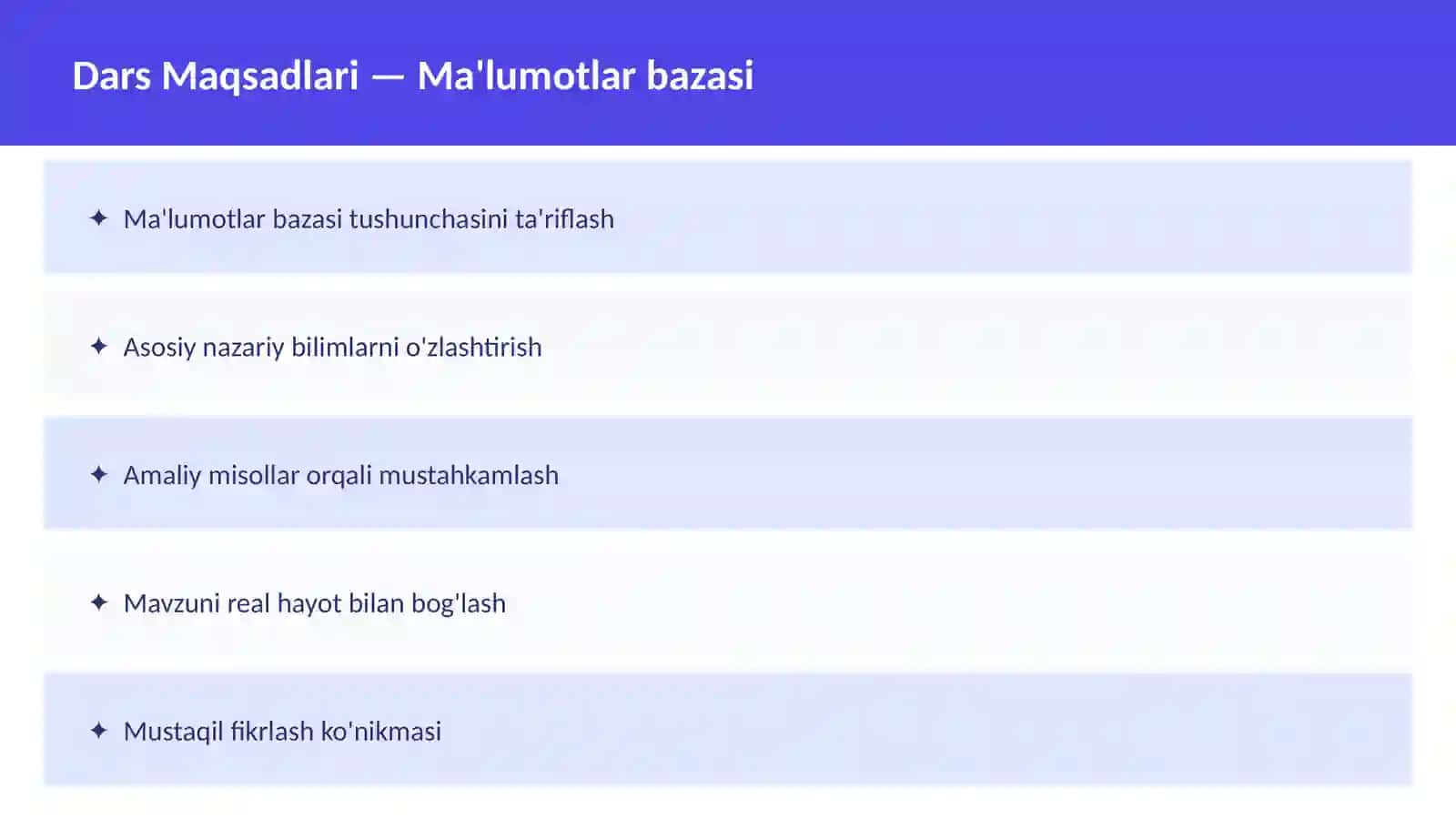 O'qituvchilar va talabalar uchun dars ishlanma 2