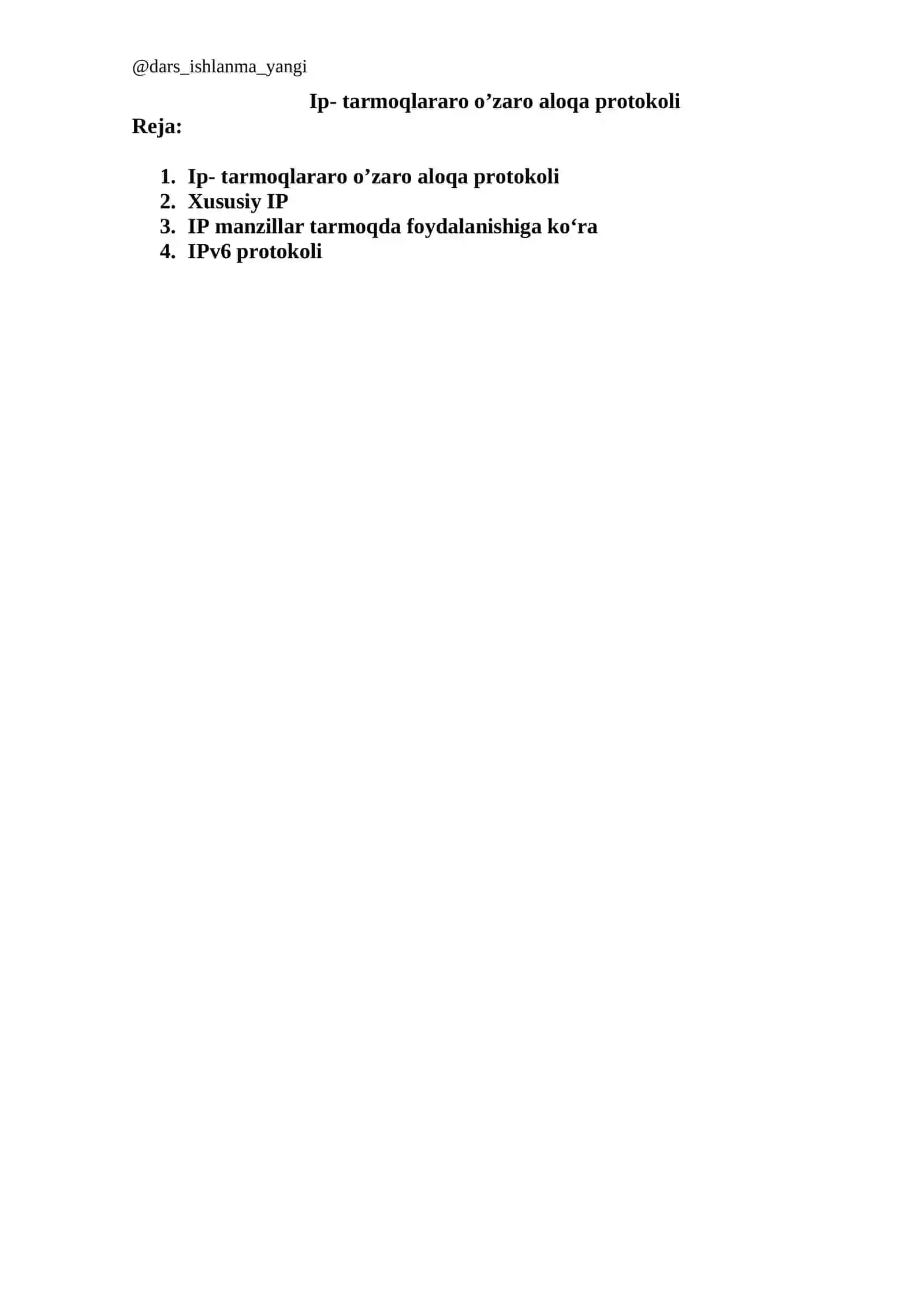 Ip- tаrmоqlаrаrо o’zаrо аlоqа prоtоkоli 2