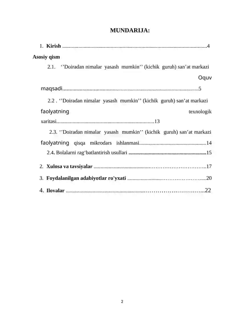 ‘’Doiradan nimalar  yasash  mumkin’’ (kichik  guruh) san’at markazi. 2