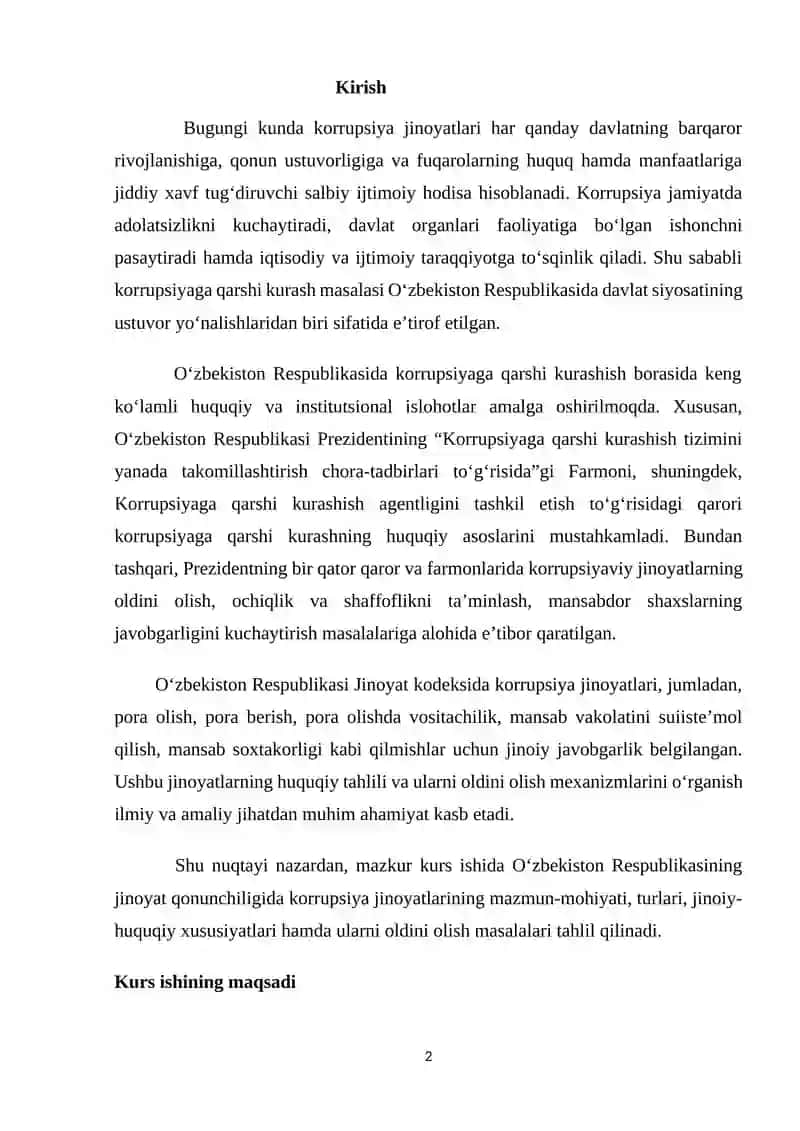 O'zbekiston jinoyat qonunchiligida karrupsiya jinoyatlari 2