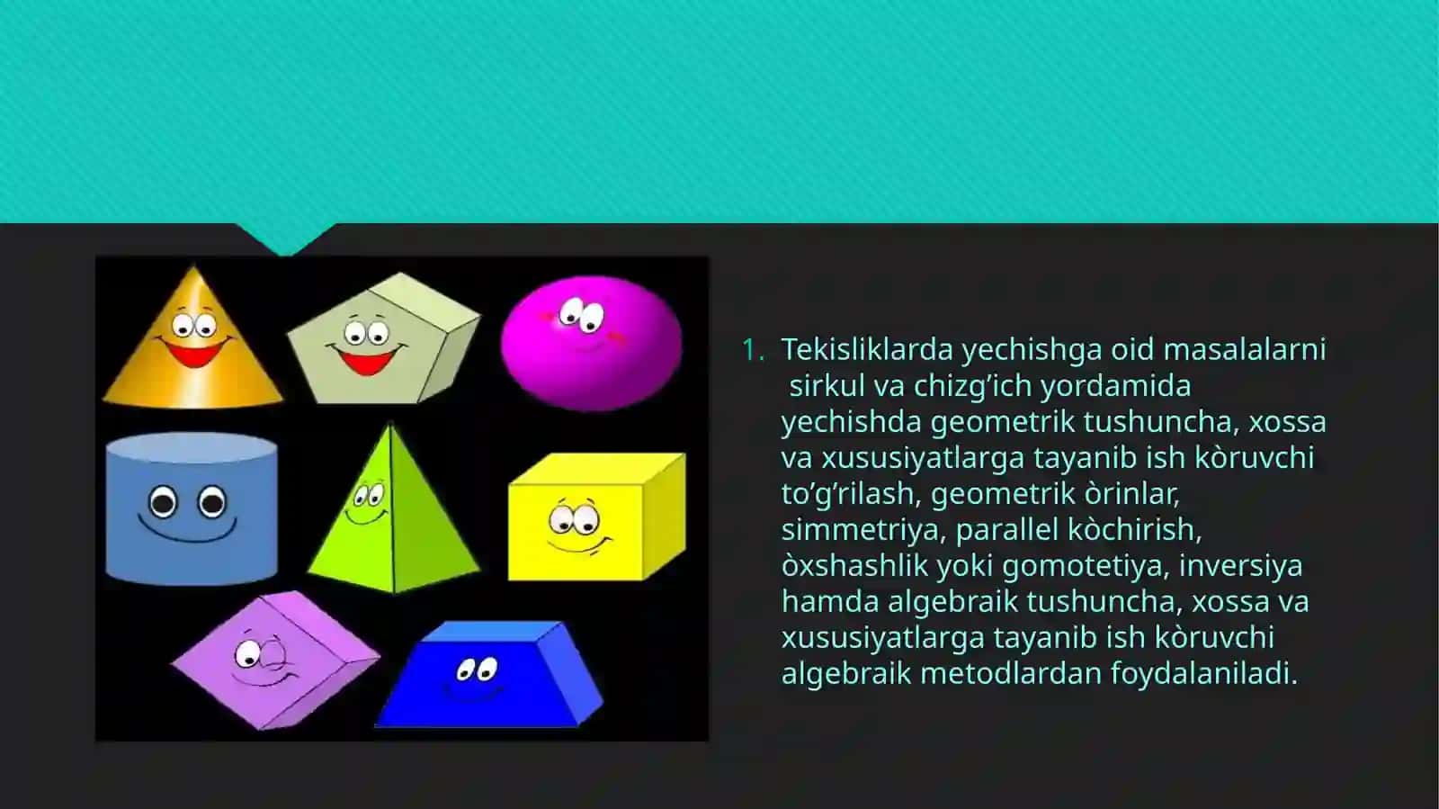 Yasashga doir masalalar va ularni yechish bosqichlari, Geometrik figuralarni sirkul va chizg'ich yordamida yasash 2