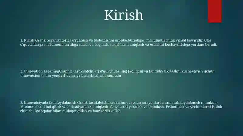 Innovatsion O'Qitishda Grafik Organayzerlar 2