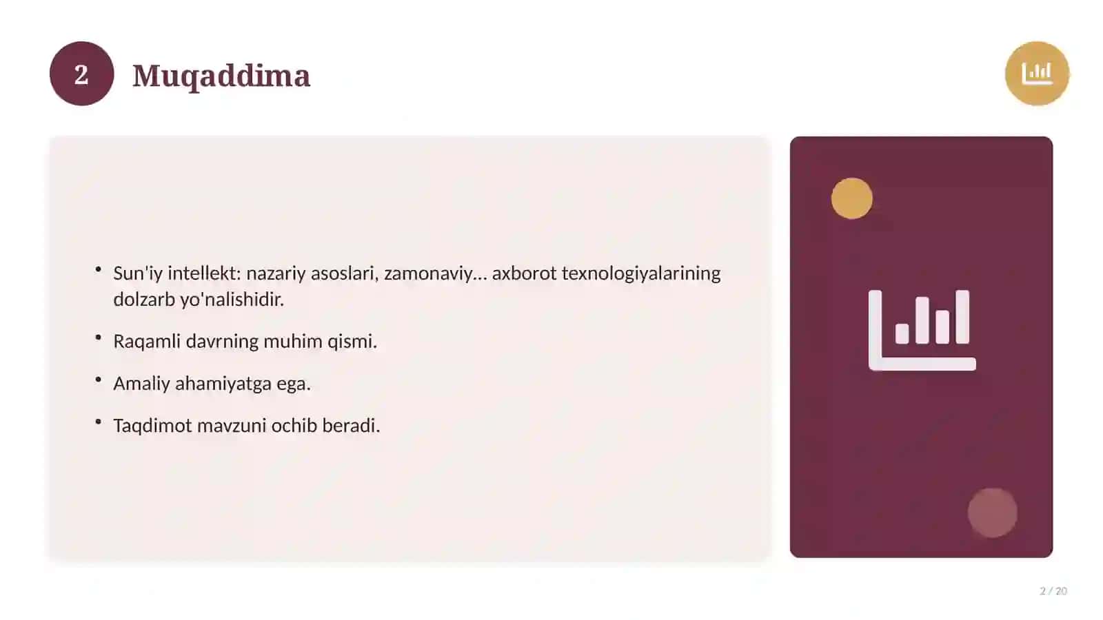 Sun'iy intellekt: nazariy asoslari, zamonaviy yondashuvda (Magistrlik dissertatsiyasi mavzusi) 2