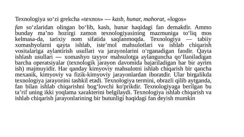 KIRISH. O’ZBEKISTONDA KIMYO SANOATI FANI VA UNING VAZIFALARI. O’ZBEKISTONDA KIMYO SANOATINING ASOSIY TUSHUNCHALARI 2