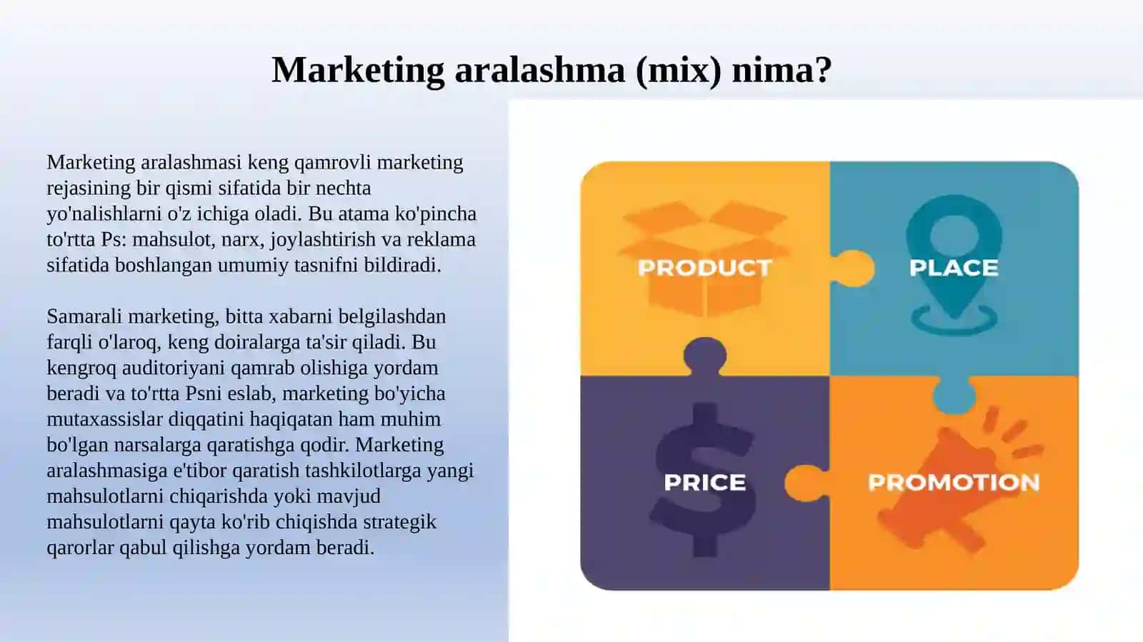 Tovar Siyosati va Marketing Miksi 2