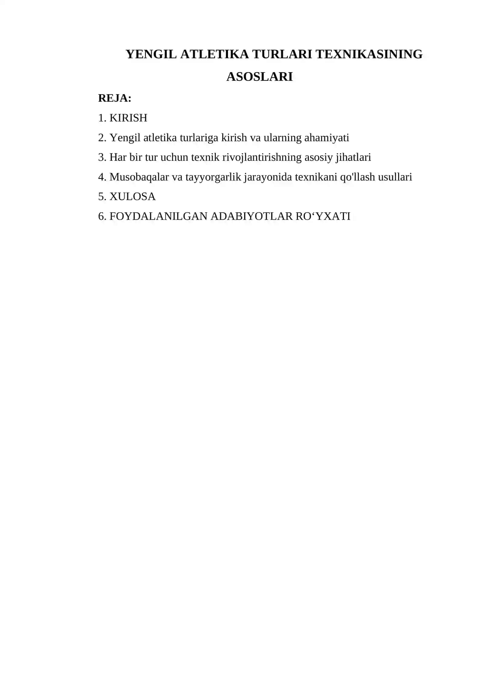 YENGIL ATLETIKA TURLARI TEXNIKASINING ASOSLARI 2