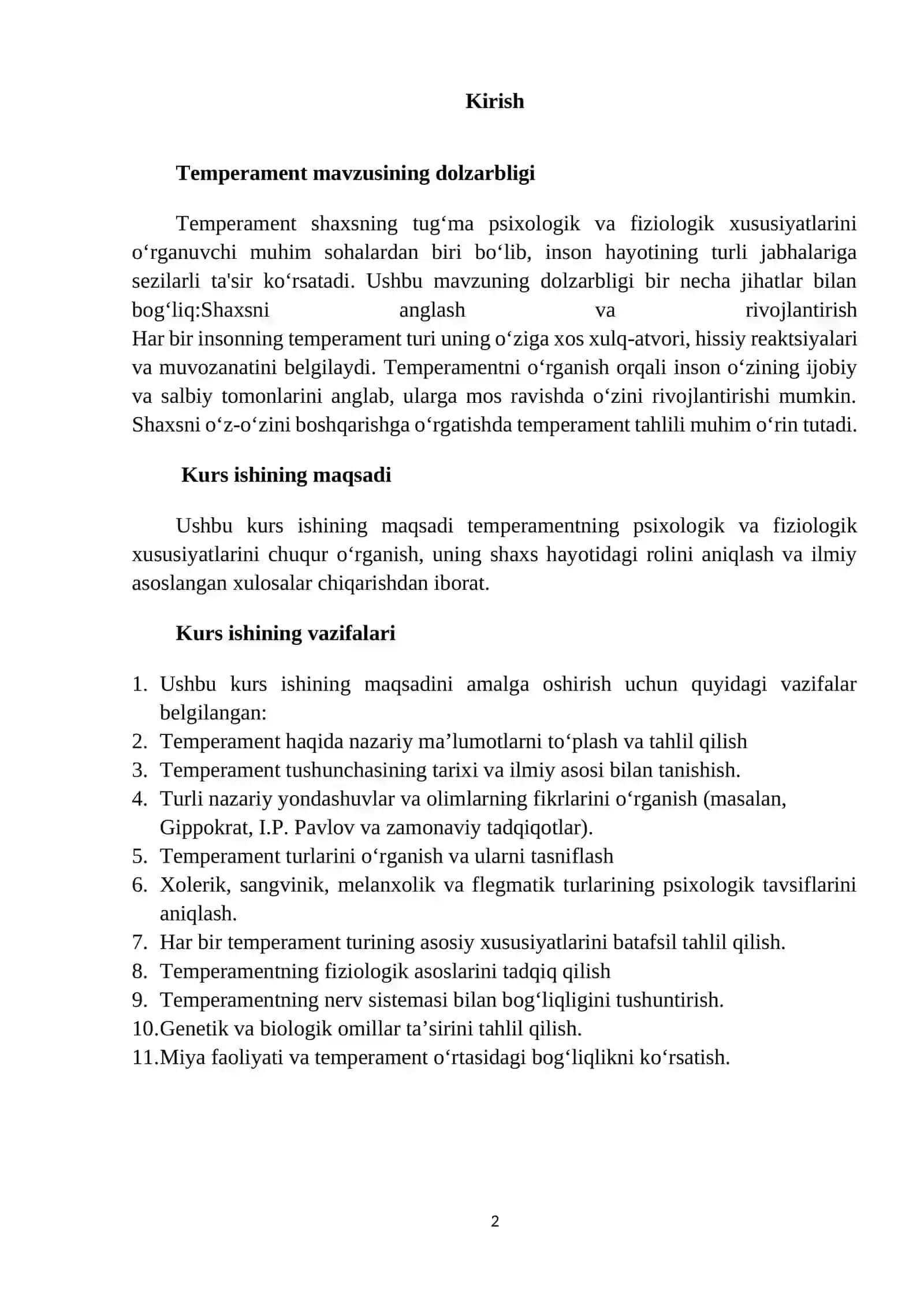 Temperament: uning psixologik tavsifi va fiziologik asoslari 2