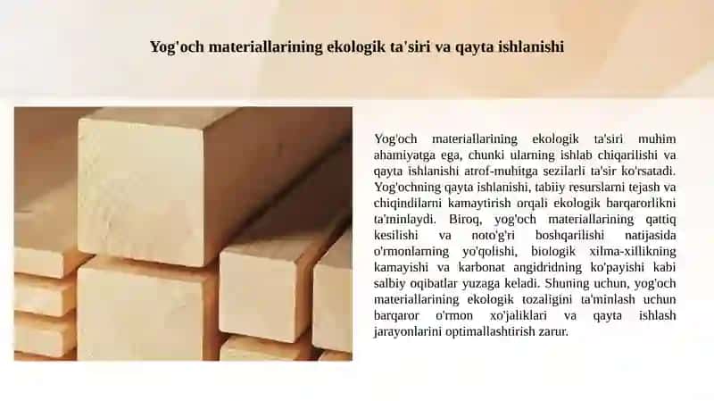 Yog'och konstruksiyalar ekologik tozaligi va ishchanligi 2