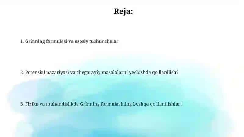 Grin formulasining bazi muhim tadbiqlari 2