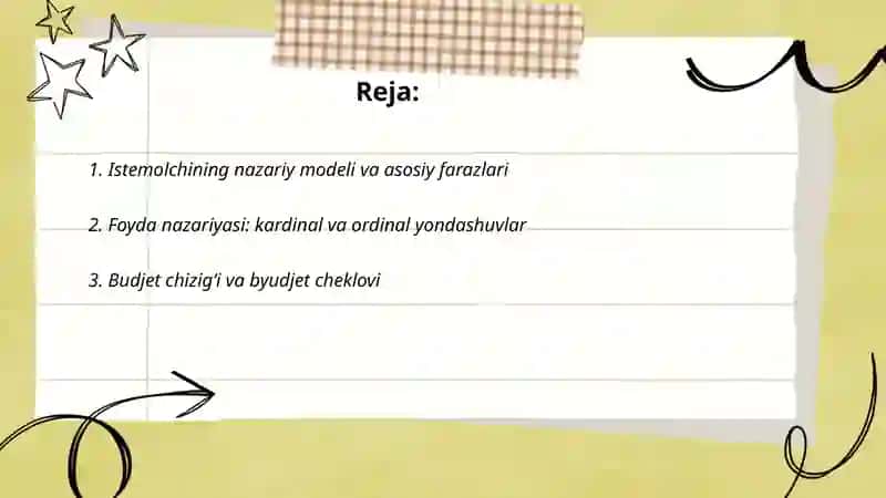 Istemolchining bozordagi hatti harakati va uning tanlov nazariyasi 2