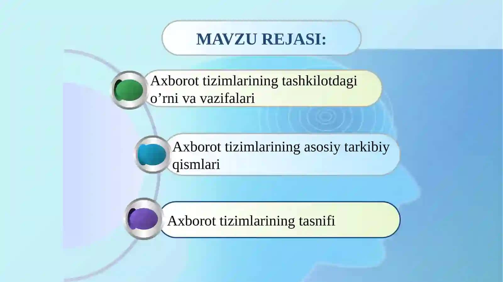 Axborot tizimlarining tushunchasi va ulardan iqtisodiyotning sohalarida foydalanish imkoniyatlari 2
