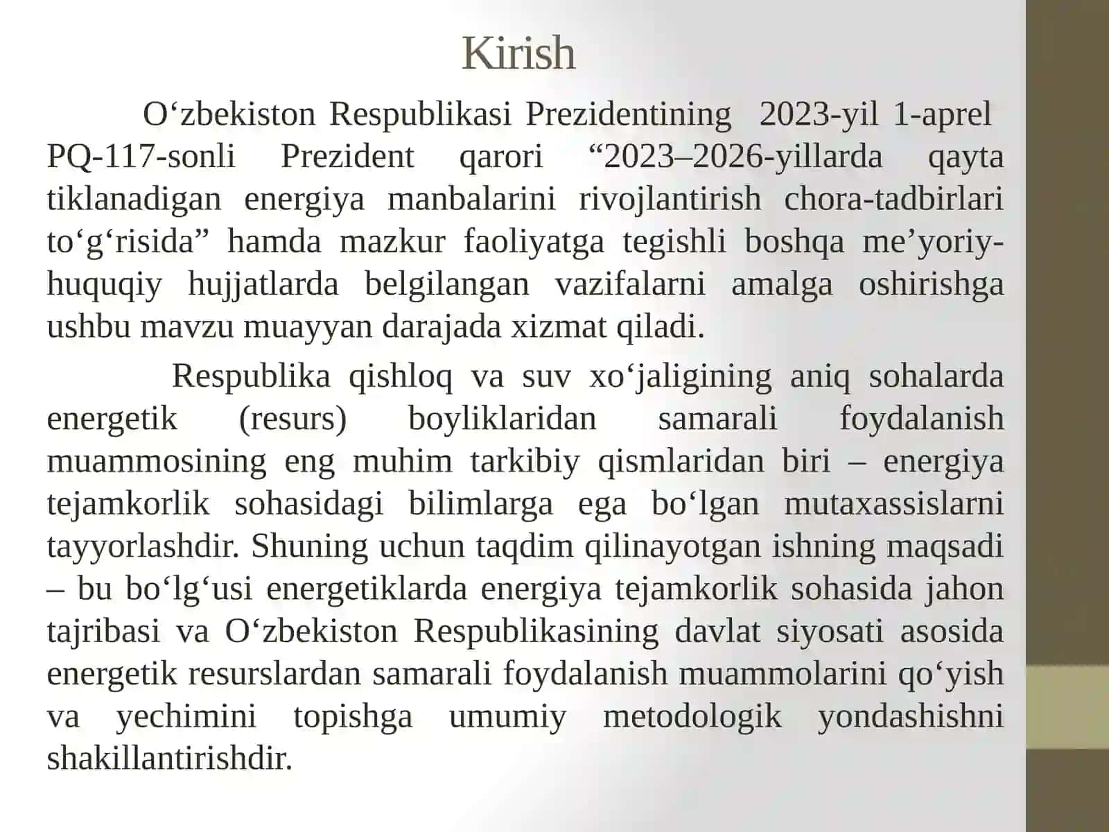 Qishloq xo‘jalik qoldiq mahsulotlari hamda oziq-ovqat korxonalari chiqindilari utilizatsiyasi va ulardan ikkilamchi xomashyolar olish bo‘yicha ekologik biotexnologiya imkoniyatlari 2
