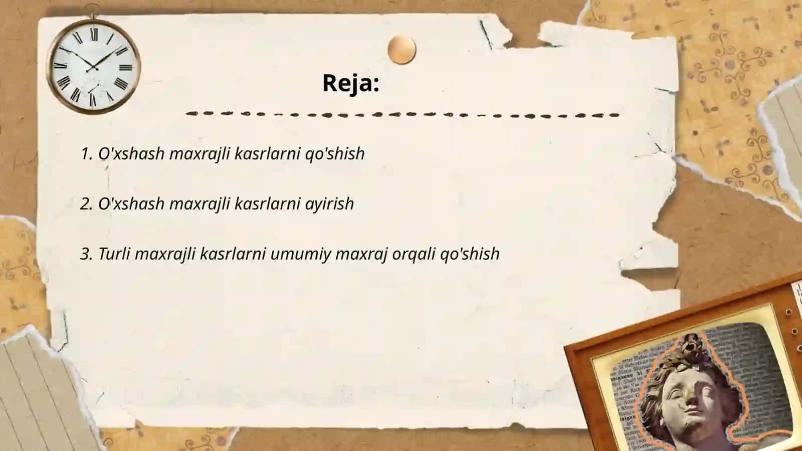 Kasrlarni qo'shish va ayirish 2